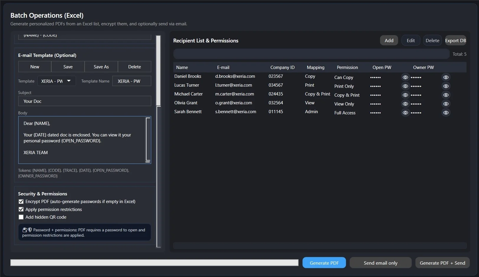 XERIA Batch Operations